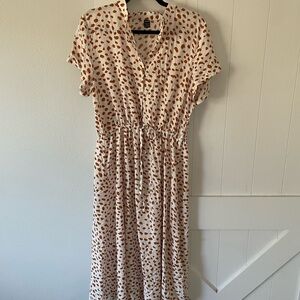 SHEIN Cream and Brown Midi Dress